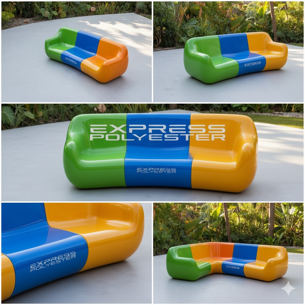 Express Fiberglass dayanıklı polyester oturak ve modern koltuk tasarımı