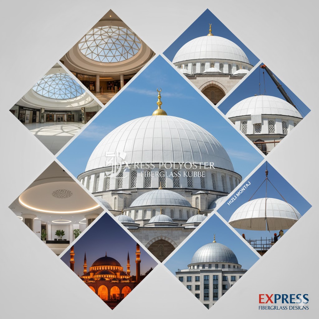 Express Polyester fiberglas kubbe imalatı ve geniş çaplı mimari kubbe modelleri