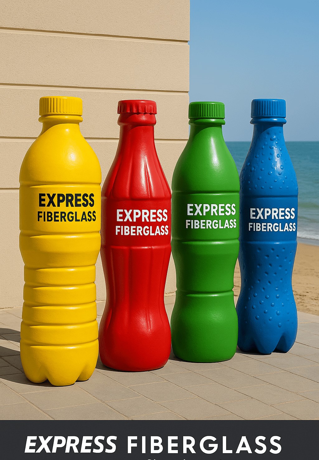 Express Polyester dev su şişesi maketi ve fiberglass reklam objesi üretimi